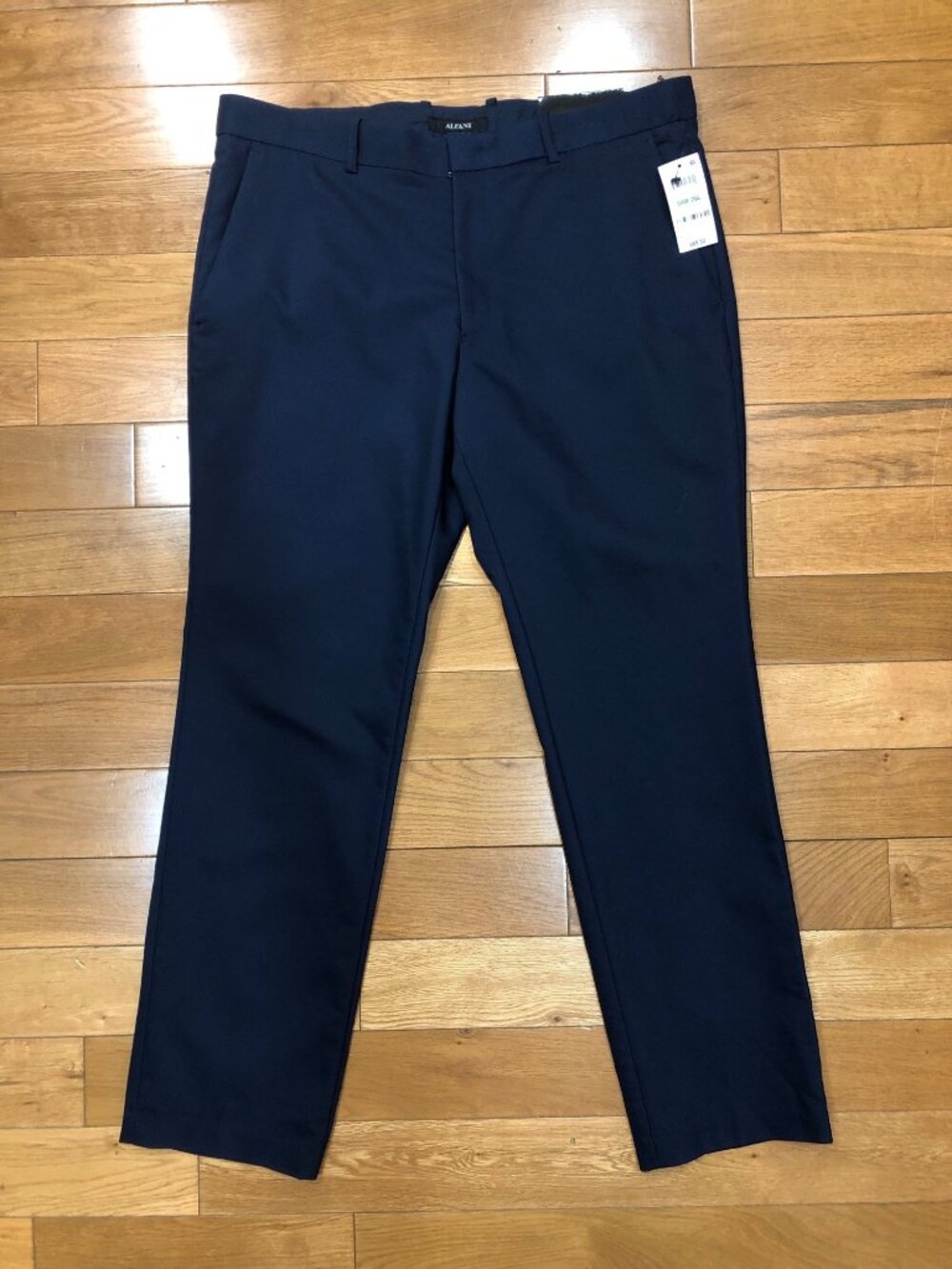 NWT Alfani Cotton Blend Stretch Comfort Navy Dress Pants Size 34x29 Polished